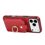 For iPhone 18 Pro / 17 Pro Case Card Holder Ring Kickstand TPU + PU Leather Phone Cover with Long Strap