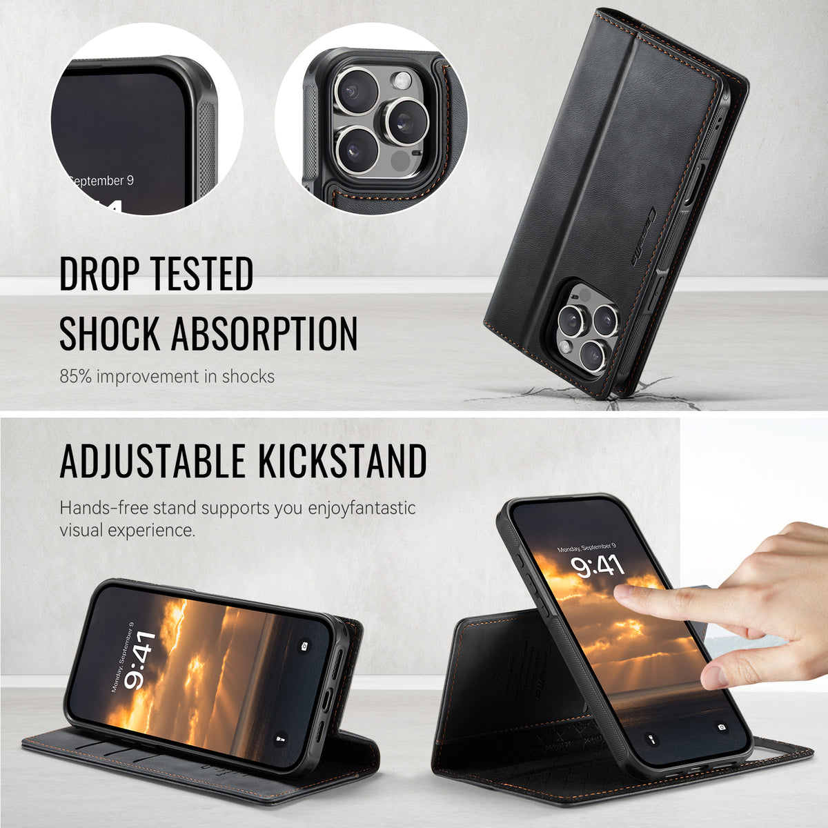 CASEME For iPhone 16 Pro Case  C49  Compatible with MagSafe RFID Blocking Detachable Wallet Leather Phone Cover