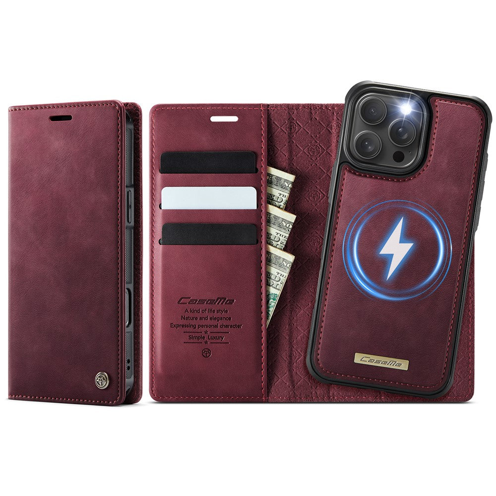 CASEME For iPhone 16 Pro Case  C49  Compatible with MagSafe RFID Blocking Detachable Wallet Leather Phone Cover