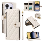 For Xiaomi Redmi Note 14 4G (164.84mm) Wallet Case with Straps, Rhombus Leather Stand Phone Cover