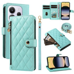 For Xiaomi Redmi Note 14 4G (164.84mm) Wallet Case with Straps, Rhombus Leather Stand Phone Cover