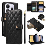 For Xiaomi Redmi Note 14 4G (164.84mm) Wallet Case with Straps, Rhombus Leather Stand Phone Cover