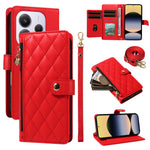 For Xiaomi Redmi Note 14 4G (164.84mm) Wallet Case with Straps, Rhombus Leather Stand Phone Cover