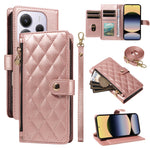 For Xiaomi Redmi Note 14 4G (164.84mm) Wallet Case with Straps, Rhombus Leather Stand Phone Cover