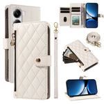 For Xiaomi Poco X7 Pro 5G / Xiaomi Redmi Turbo 4 5G Wallet Case with Straps, Rhombus Leather Stand Phone Cover