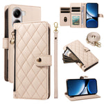 For Xiaomi Poco X7 Pro 5G / Xiaomi Redmi Turbo 4 5G Wallet Case with Straps, Rhombus Leather Stand Phone Cover