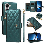 For Xiaomi Poco X7 Pro 5G / Xiaomi Redmi Turbo 4 5G Wallet Case with Straps, Rhombus Leather Stand Phone Cover