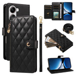 For Xiaomi Poco X7 Pro 5G / Xiaomi Redmi Turbo 4 5G Wallet Case with Straps, Rhombus Leather Stand Phone Cover
