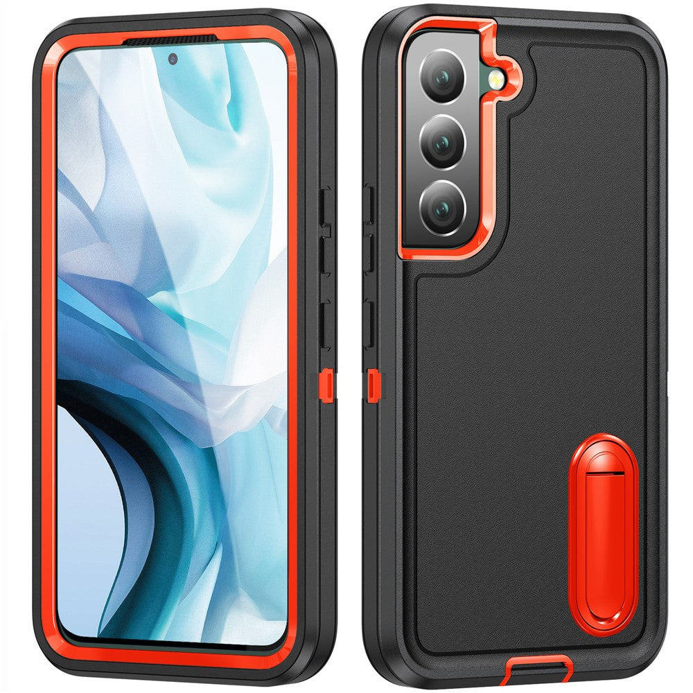 For Samsung Galaxy S22 5G Case Case Kickstand Phone Cover PC + Silicone + EVA 3-in-1 Design
