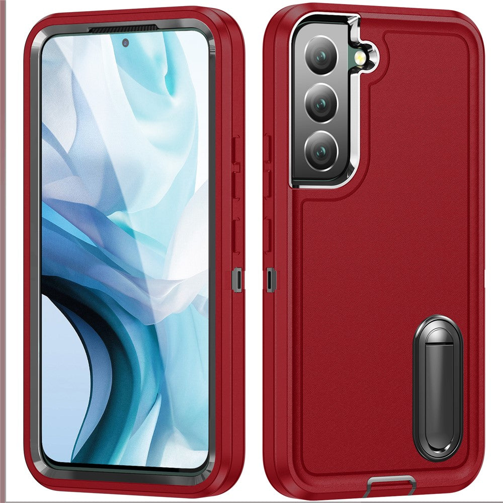 For Samsung Galaxy S22 5G Case Case Kickstand Phone Cover PC + Silicone + EVA 3-in-1 Design