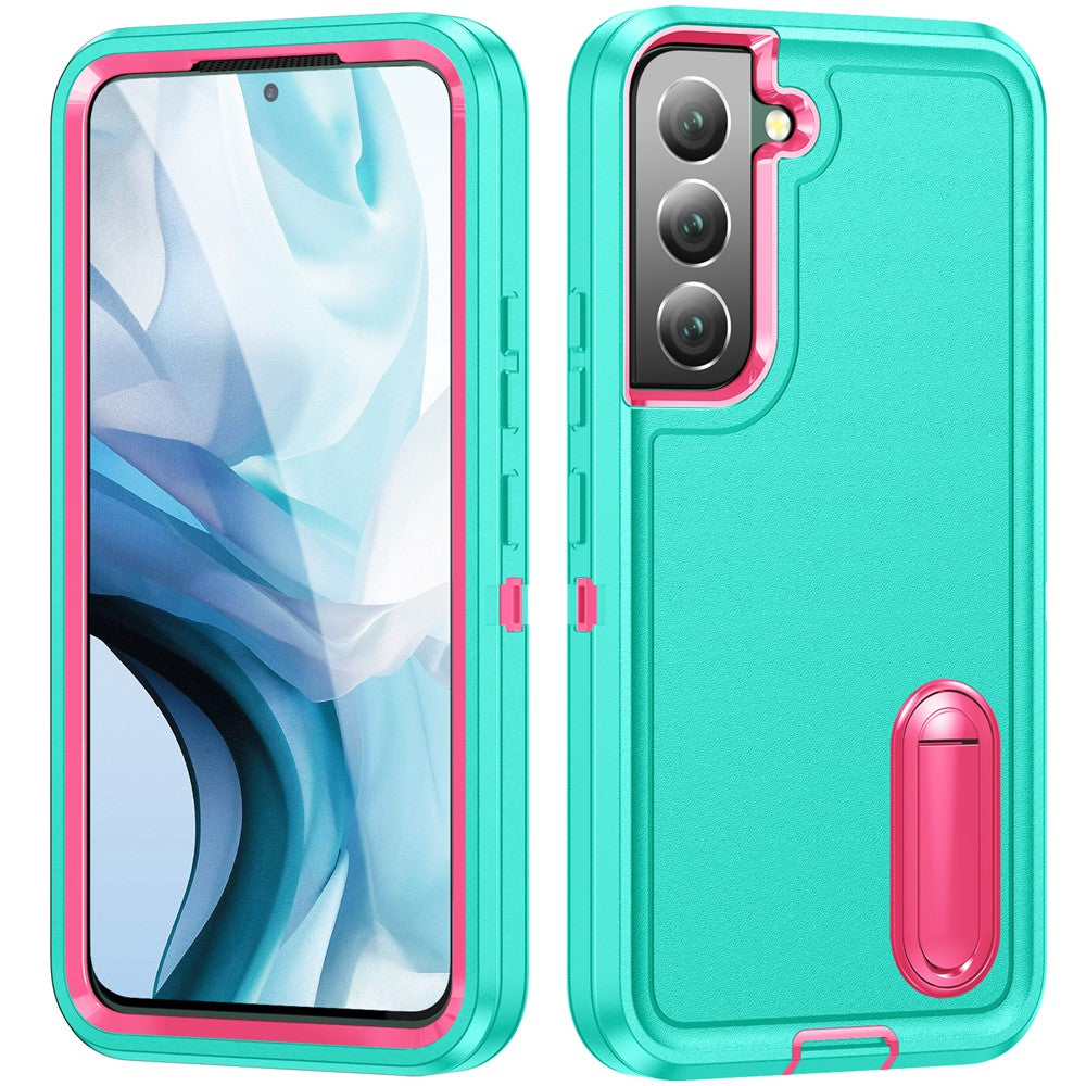 For Samsung Galaxy S22 5G Case Case Kickstand Phone Cover PC + Silicone + EVA 3-in-1 Design