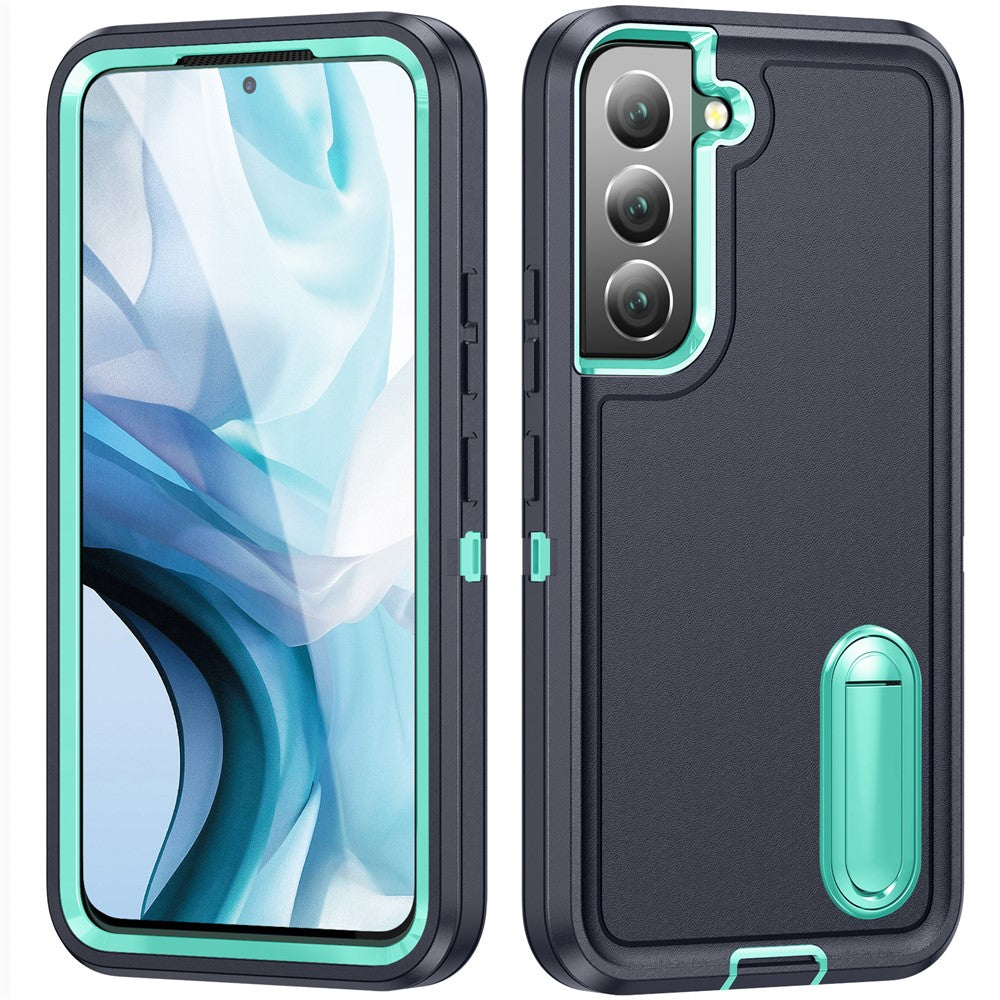 For Samsung Galaxy S22 5G Case Case Kickstand Phone Cover PC + Silicone + EVA 3-in-1 Design
