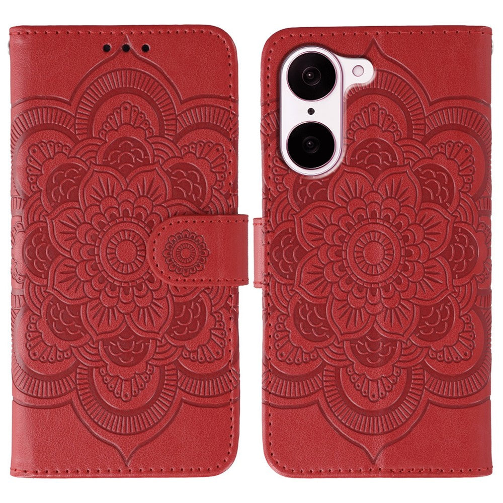 OnePlus Nord CE5 5G / Ace 5 Racing 5G-cover i PU-læder med mandala-præget design og pungcover med håndledsrem