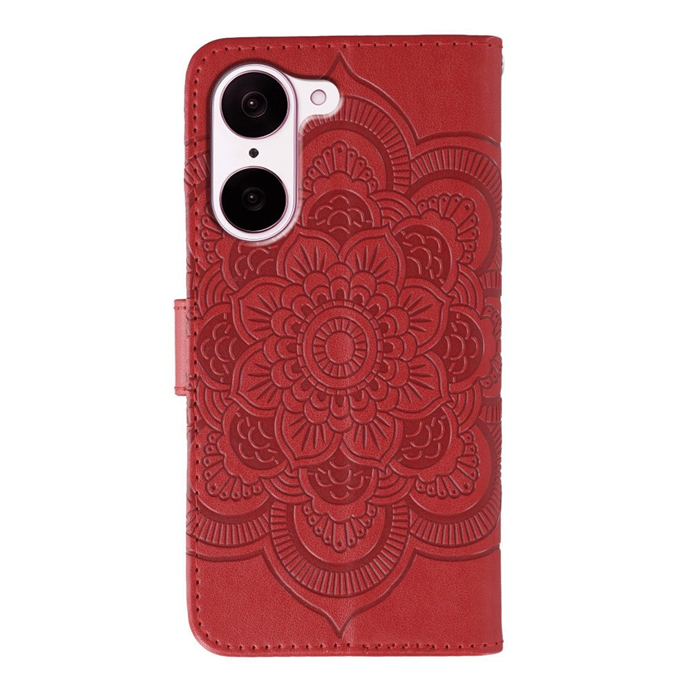OnePlus Nord CE5 5G / Ace 5 Racing 5G-cover i PU-læder med mandala-præget design og pungcover med håndledsrem