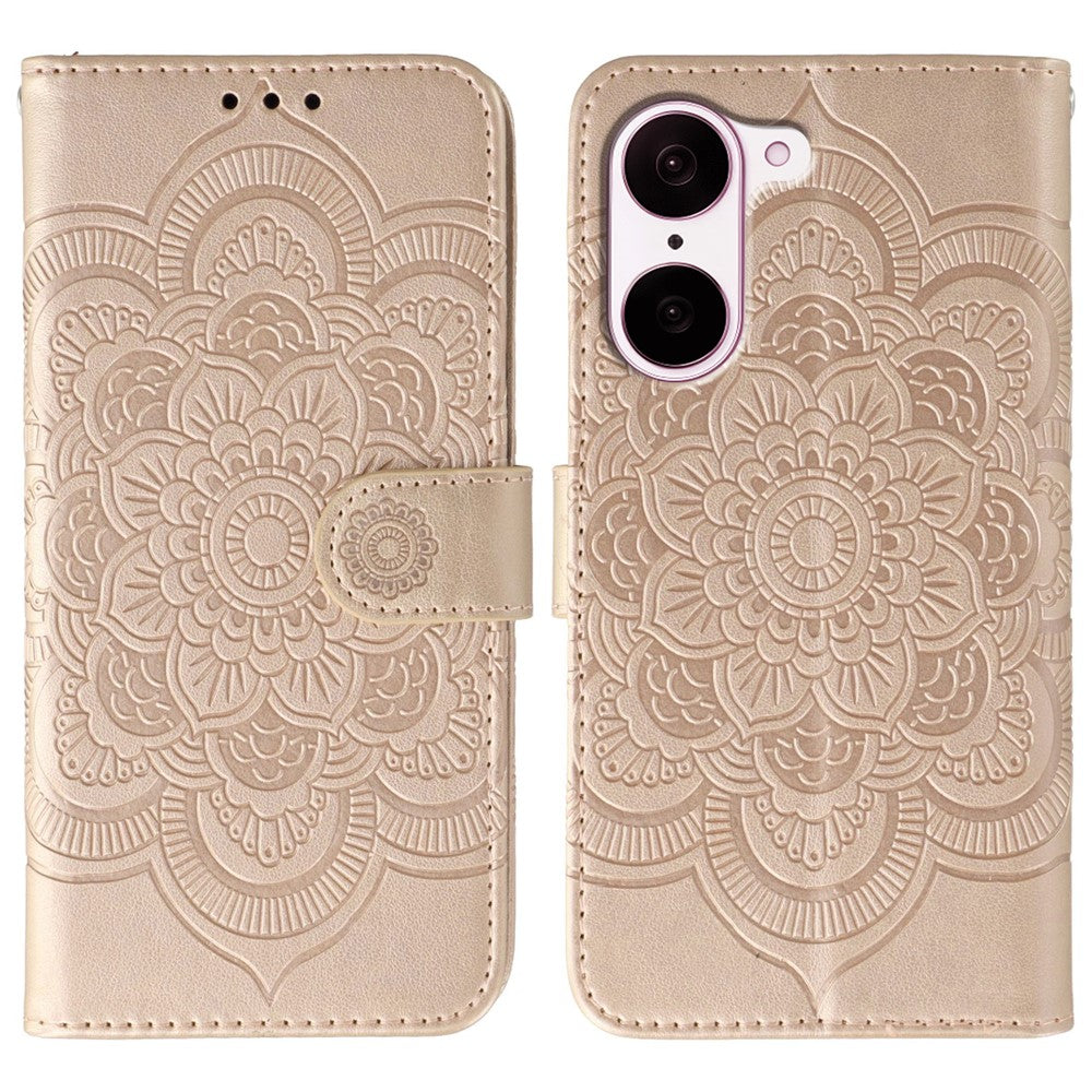 OnePlus Nord CE5 5G / Ace 5 Racing 5G-cover i PU-læder med mandala-præget design og pungcover med håndledsrem