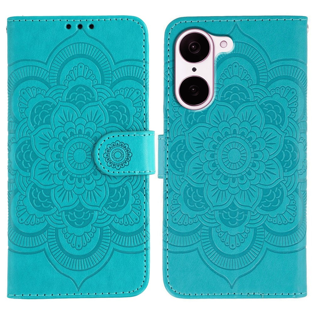 OnePlus Nord CE5 5G / Ace 5 Racing 5G-cover i PU-læder med mandala-præget design og pungcover med håndledsrem