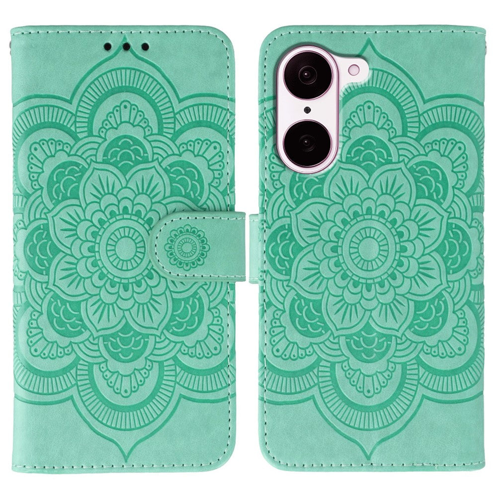 OnePlus Nord CE5 5G / Ace 5 Racing 5G-cover i PU-læder med mandala-præget design og pungcover med håndledsrem