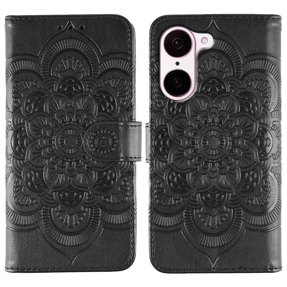 OnePlus Nord CE5 5G / Ace 5 Racing 5G-cover i PU-læder med mandala-præget design og pungcover med håndledsrem