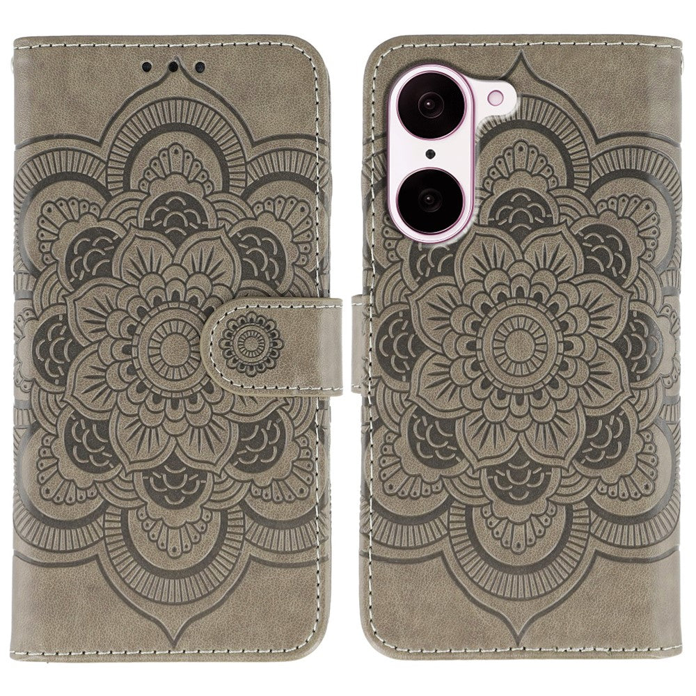 OnePlus Nord CE5 5G / Ace 5 Racing 5G-cover i PU-læder med mandala-præget design og pungcover med håndledsrem
