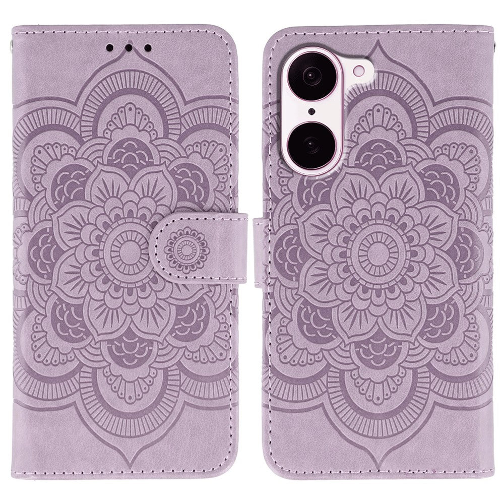 OnePlus Nord CE5 5G / Ace 5 Racing 5G-cover i PU-læder med mandala-præget design og pungcover med håndledsrem
