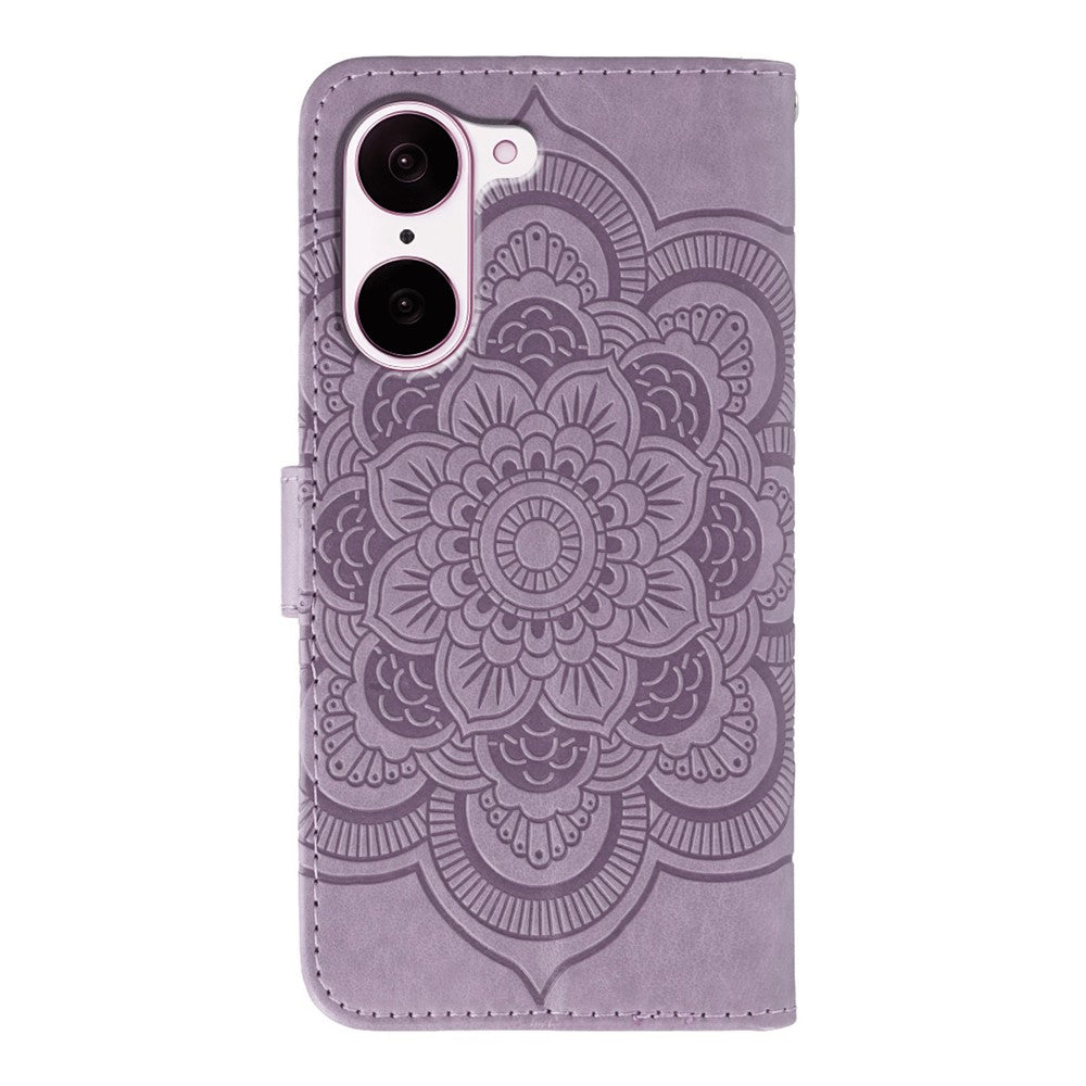 OnePlus Nord CE5 5G / Ace 5 Racing 5G-skal med strassdekor i PU-läder, mandala, präglad design och handledsrem.