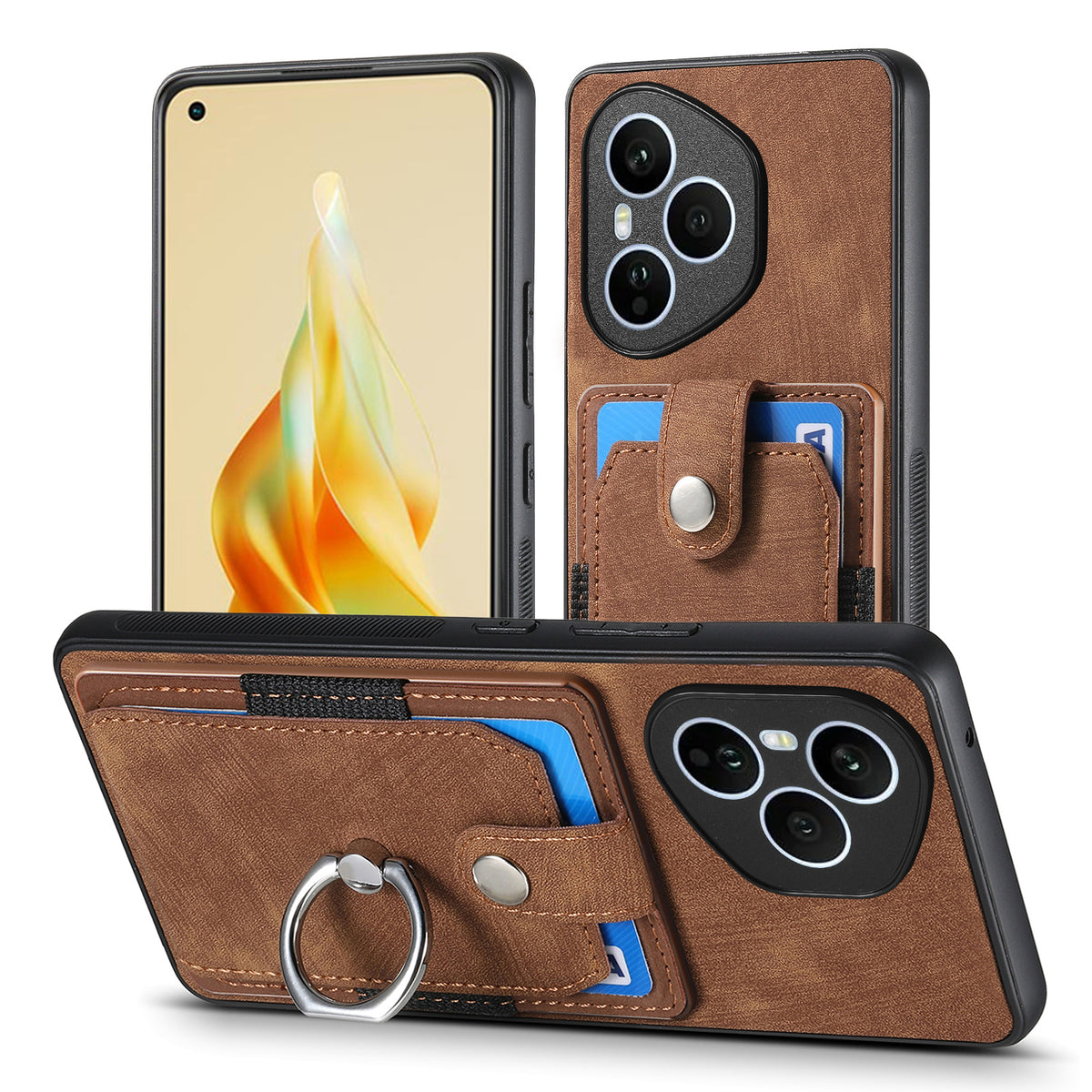 For Honor 400 Pro 5G (Global) Phone Case Leather Back Cover with Card Slots Kickstand