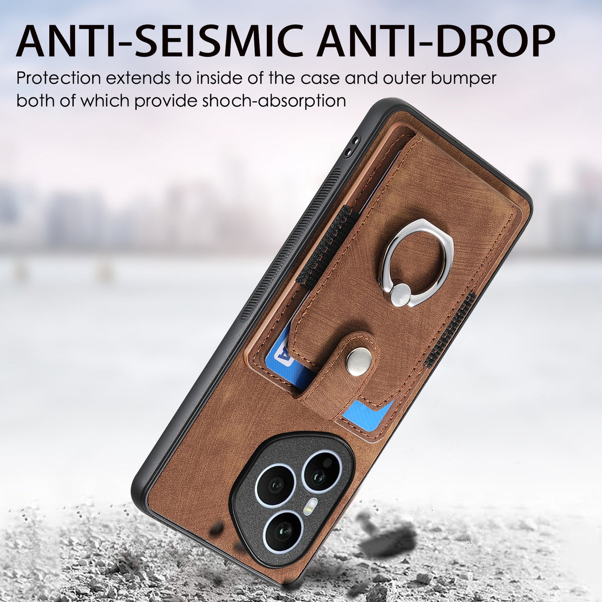 For Honor 400 Pro 5G (Global) Phone Case Leather Back Cover with Card Slots Kickstand