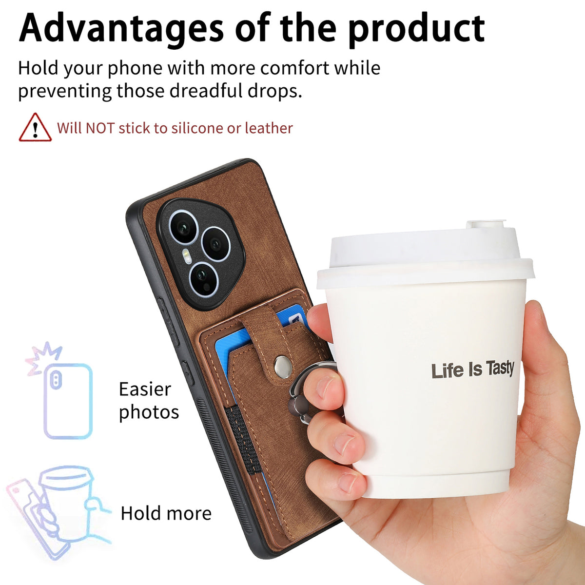 For Honor 400 Pro 5G (Global) Phone Case Leather Back Cover with Card Slots Kickstand
