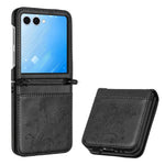 Samsung Galaxy Z Flip7 5G-skal med fjärilsblommapräglad lädermobilskal