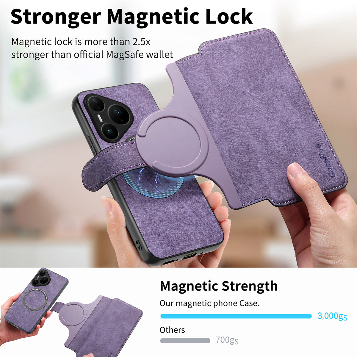 CASENEO For Huawei Pura 80 Pro / 80 Pro+ Magnetic Case  Detachable Leather Phone Wallet Cover
