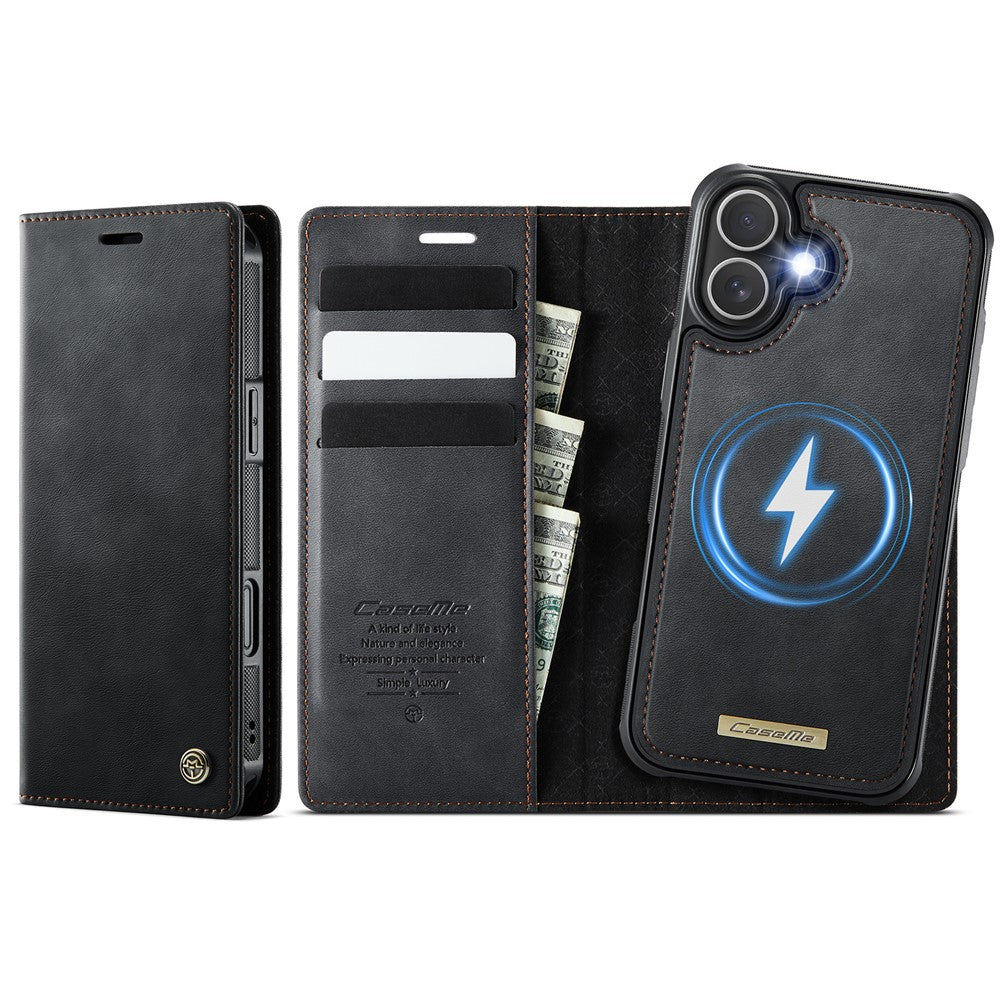 CASEME For iPhone 16 Case  C49  Compatible with MagSafe RFID Blocking Detachable Wallet Leather Phone Cover