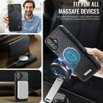 CASEME For iPhone 16 Case  C49  Compatible with MagSafe RFID Blocking Detachable Wallet Leather Phone Cover