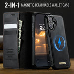 CASEME For iPhone 16 Case  C49  Compatible with MagSafe RFID Blocking Detachable Wallet Leather Phone Cover