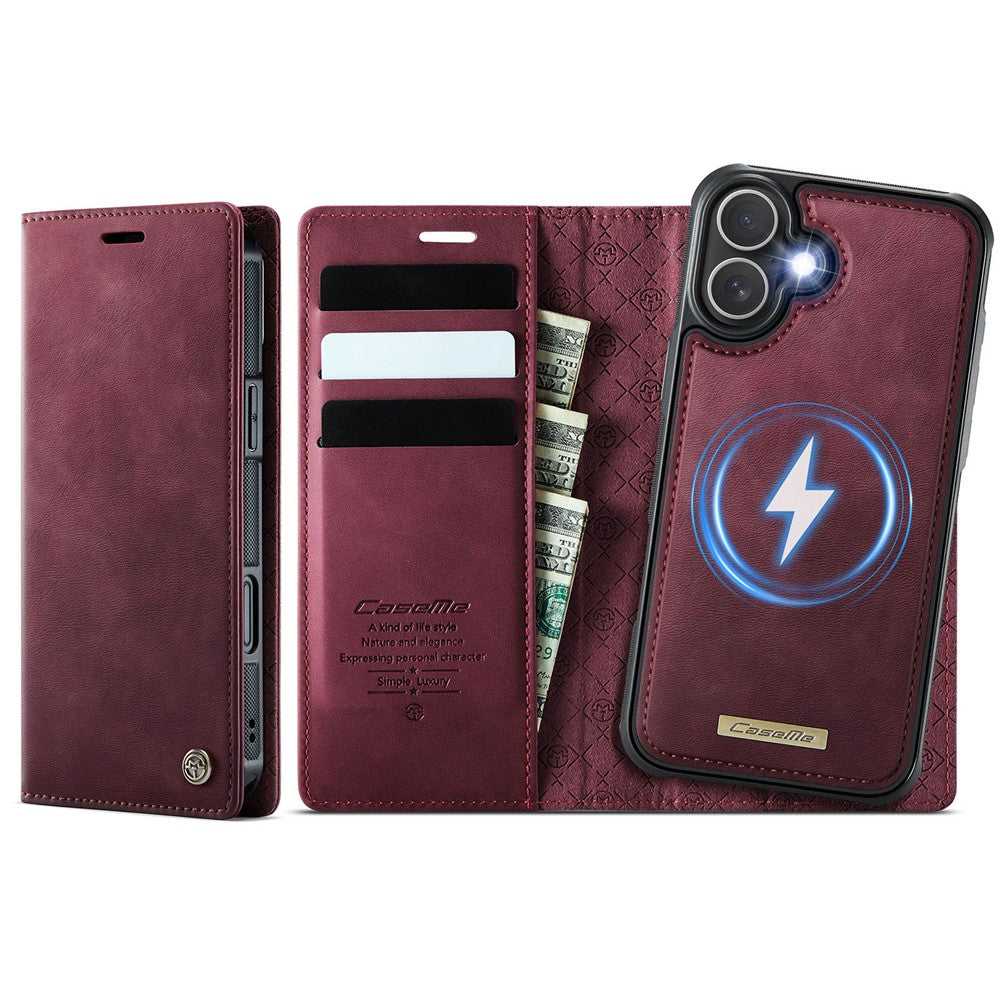CASEME For iPhone 16 Case  C49  Compatible with MagSafe RFID Blocking Detachable Wallet Leather Phone Cover