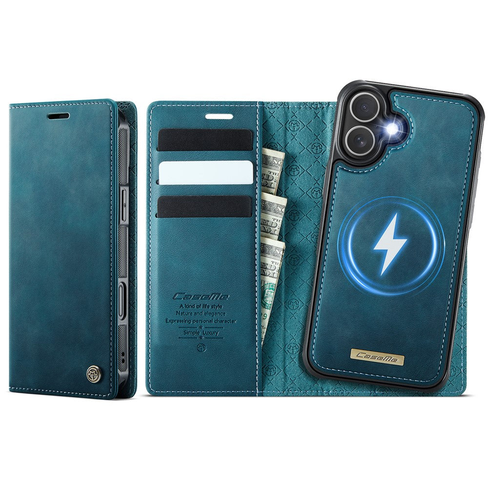 CASEME For iPhone 16 Case  C49  Compatible with MagSafe RFID Blocking Detachable Wallet Leather Phone Cover