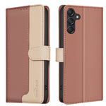 BINFEN COLOR Läderfodral för Samsung Galaxy S25 FE, skarvningsfärgat RFID-blockerande plånboksfodral