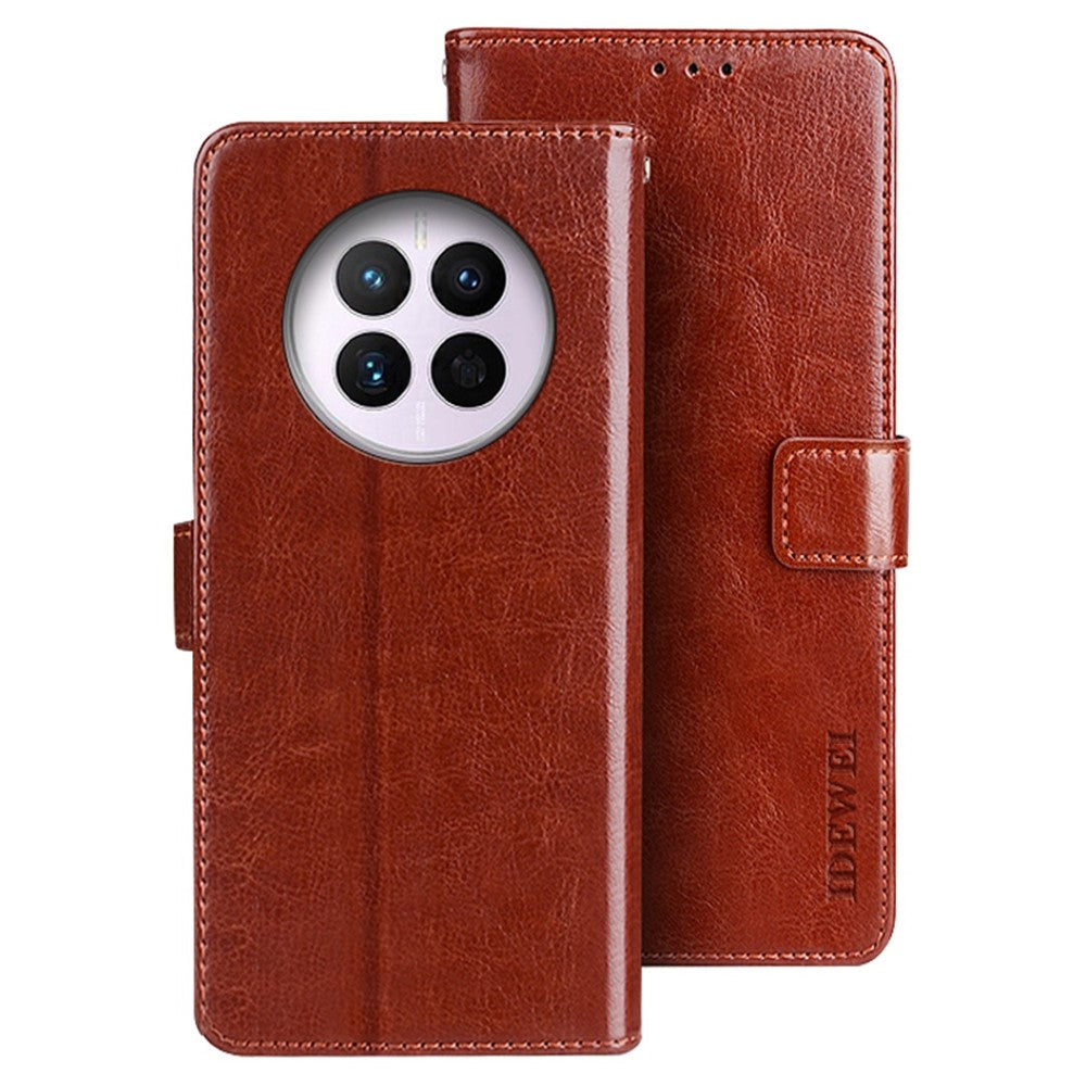 IDEWEI PU-läderskal till Huawei Mate 50 4G, Folio Flip Crazy Horse Texture Stand-plånboksfodral