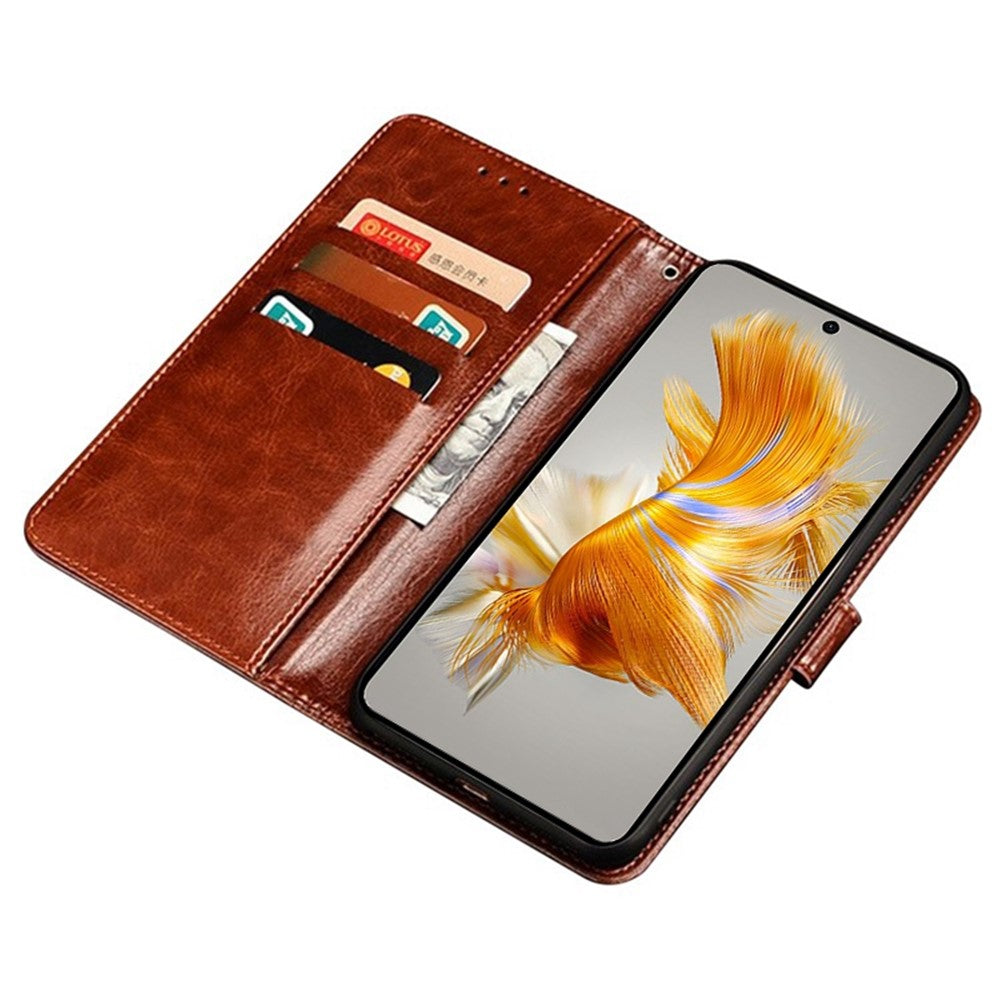 IDEWEI PU-läderskal till Huawei Mate 50 4G, Folio Flip Crazy Horse Texture Stand-plånboksfodral