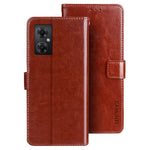 IDEWEI Crazy Horse Texture Wallet Cover for Xiaomi Poco M4 5G, PU Leather Stand Magnetic Clasp Anti-drop Phone Case