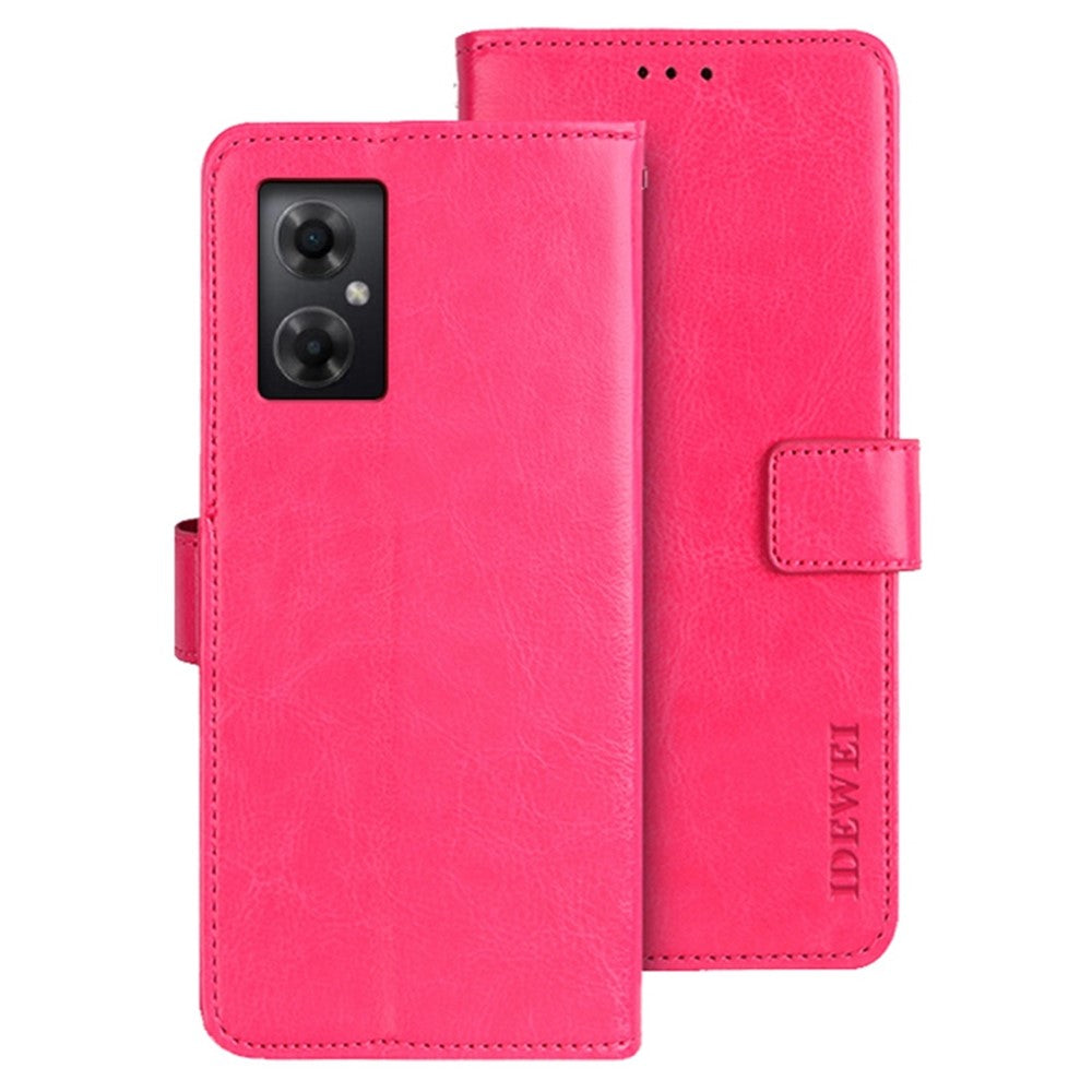 IDEWEI Crazy Horse Texture Wallet Cover for Xiaomi Poco M4 5G, PU Leather Stand Magnetic Clasp Anti-drop Phone Case