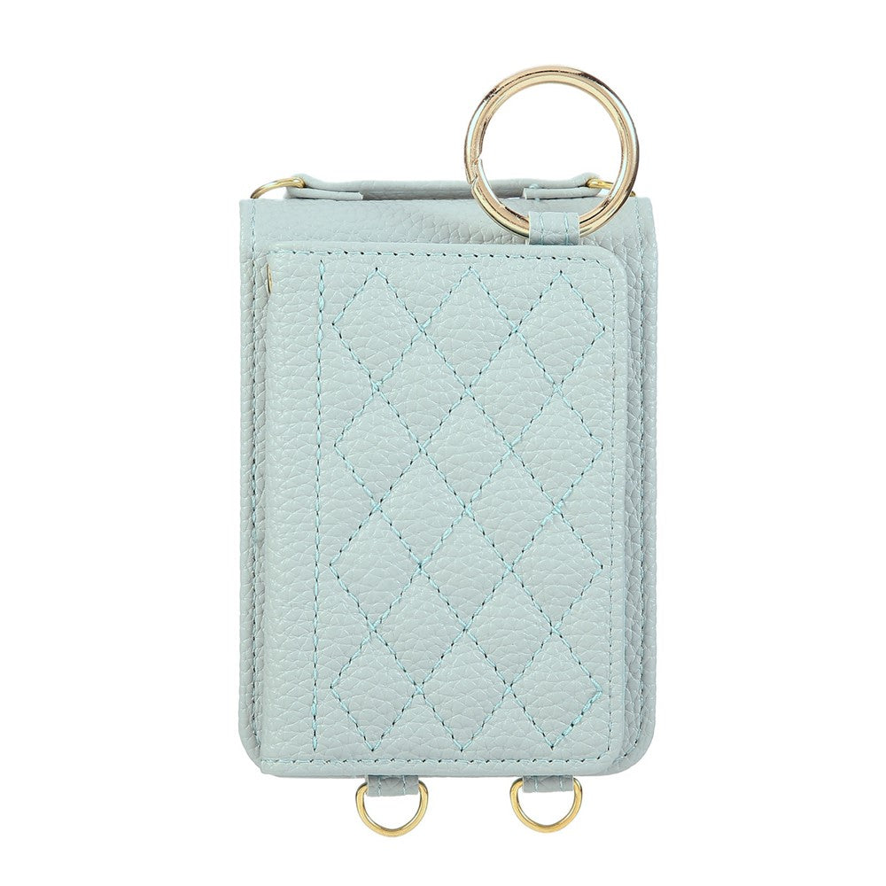 For Samsung Galaxy Z Flip7 5G Case Kickstand Rhombus Leather + TPU Phone Cover with Shoulder Strap