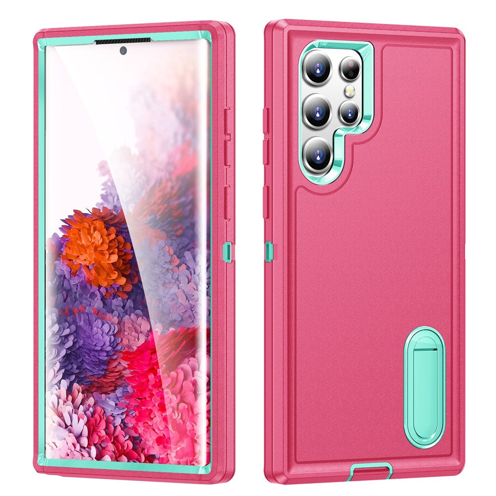 For Samsung Galaxy S22 Ultra 5G Case Case Kickstand Phone Cover PC + Silicone + EVA 3-in-1 Design