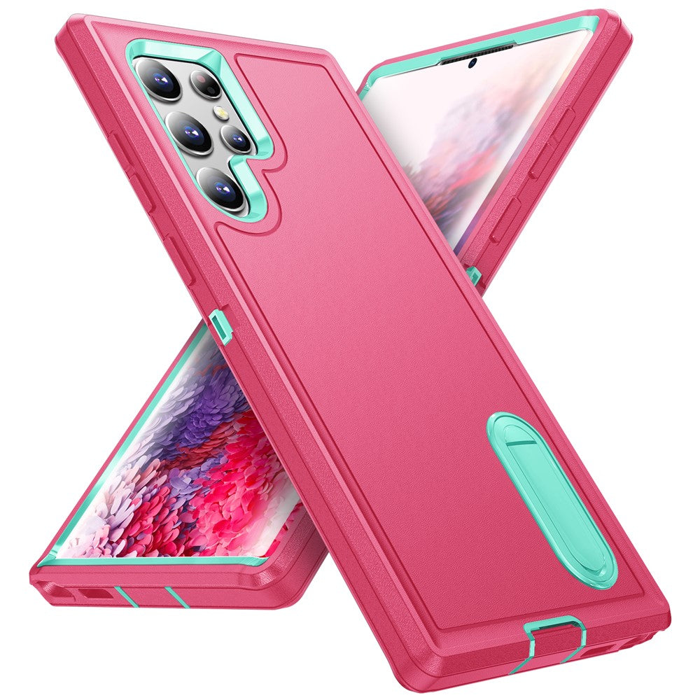 For Samsung Galaxy S22 Ultra 5G Case Case Kickstand Phone Cover PC + Silicone + EVA 3-in-1 Design