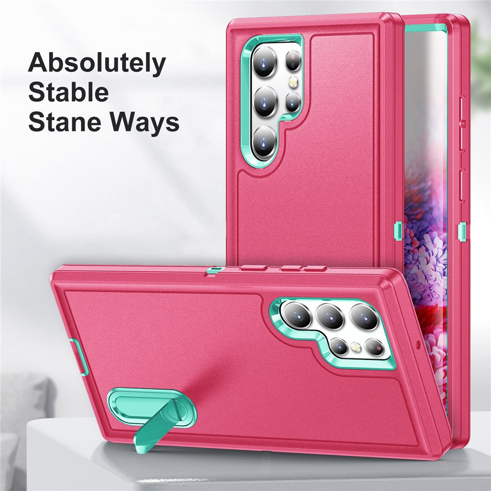 For Samsung Galaxy S22 Ultra 5G Case Case Kickstand Phone Cover PC + Silicone + EVA 3-in-1 Design
