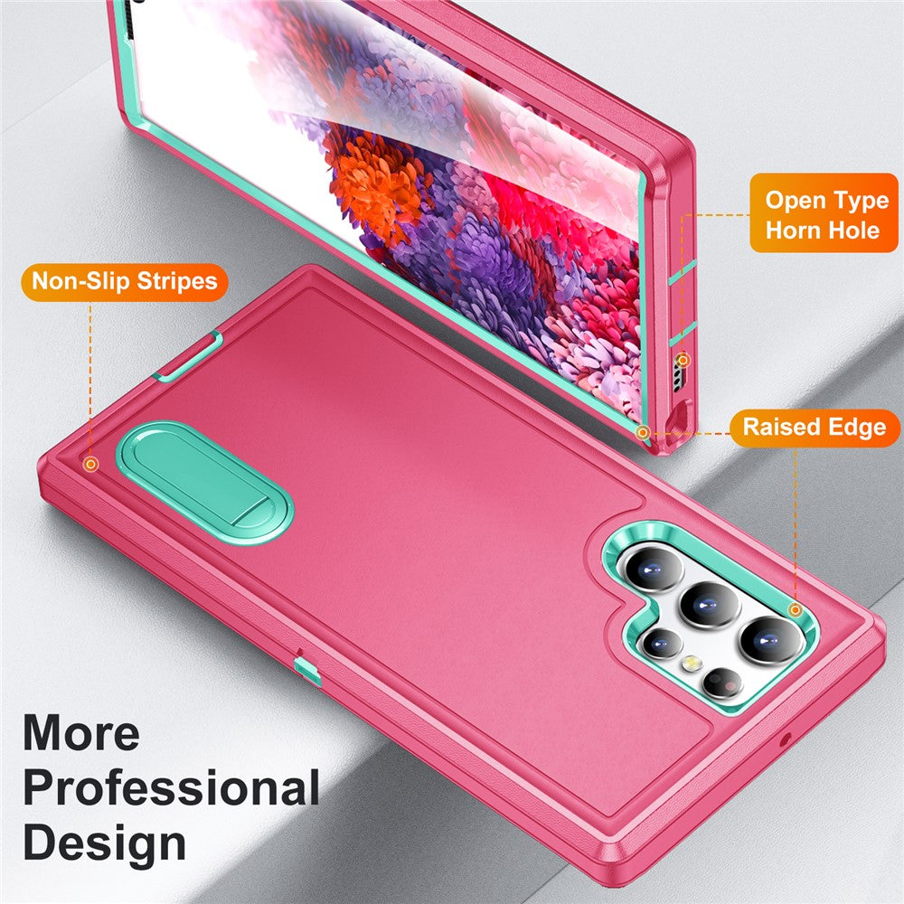 For Samsung Galaxy S22 Ultra 5G Case Case Kickstand Phone Cover PC + Silicone + EVA 3-in-1 Design