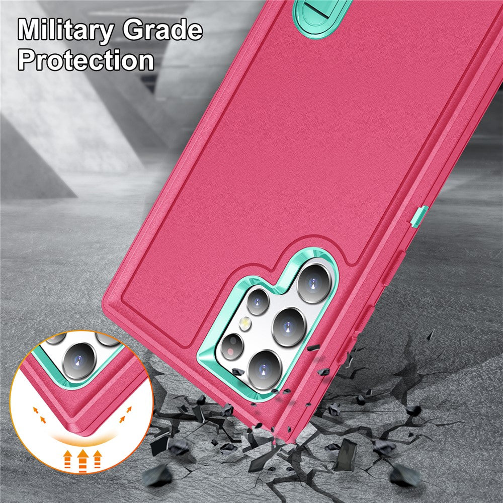 For Samsung Galaxy S22 Ultra 5G Case Case Kickstand Phone Cover PC + Silicone + EVA 3-in-1 Design