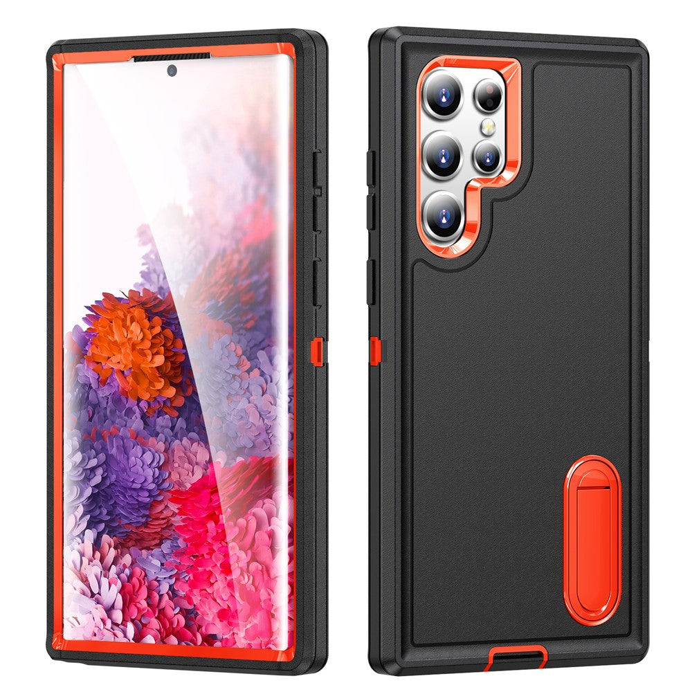 For Samsung Galaxy S22 Ultra 5G Case Case Kickstand Phone Cover PC + Silicone + EVA 3-in-1 Design