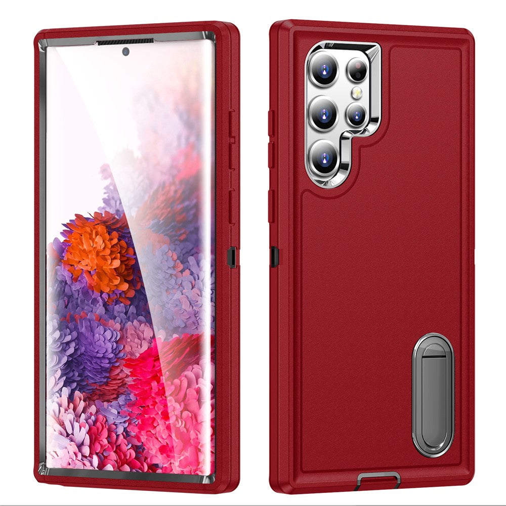 For Samsung Galaxy S22 Ultra 5G Case Case Kickstand Phone Cover PC + Silicone + EVA 3-in-1 Design