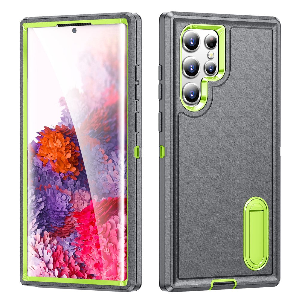 For Samsung Galaxy S22 Ultra 5G Case Case Kickstand Phone Cover PC + Silicone + EVA 3-in-1 Design