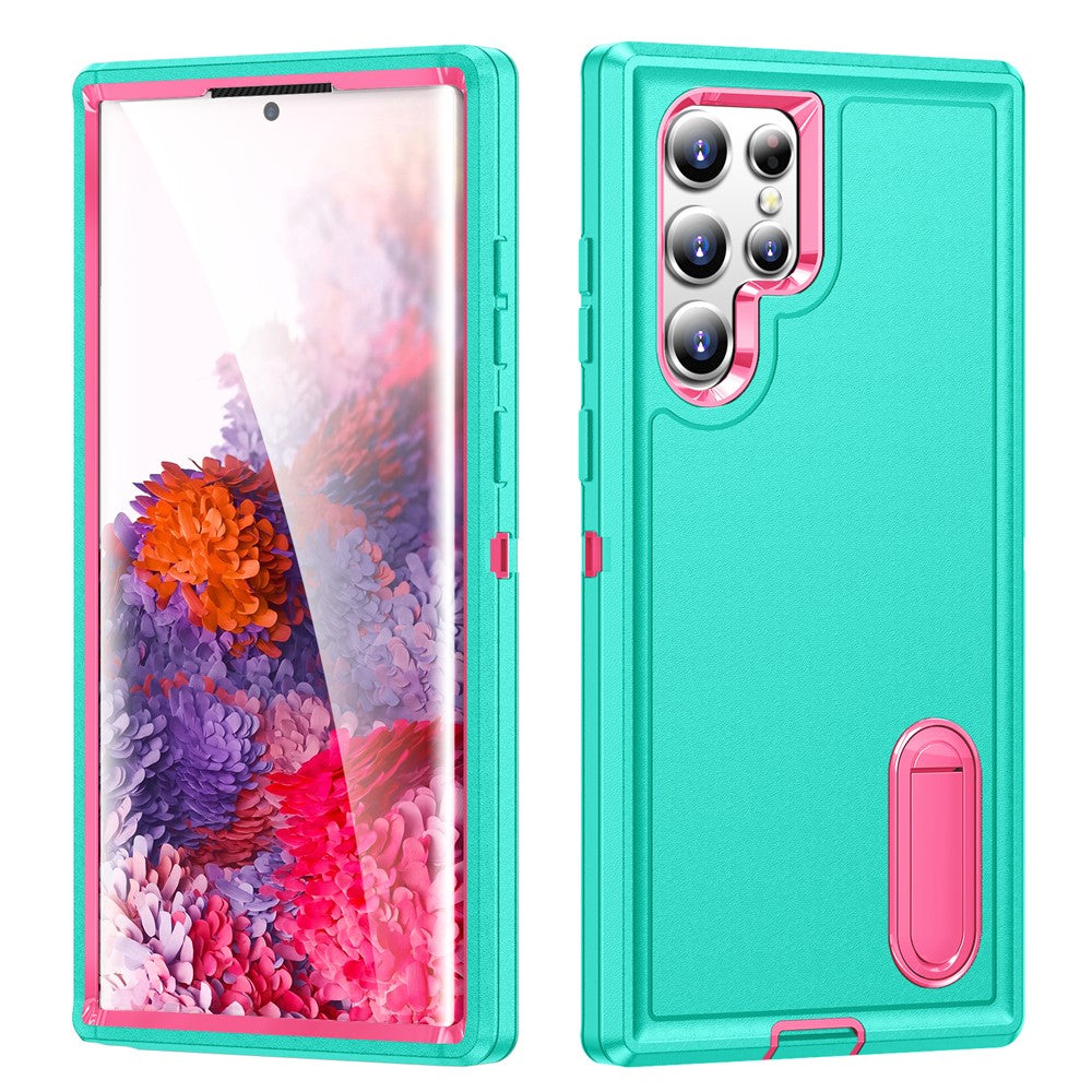 For Samsung Galaxy S22 Ultra 5G Case Case Kickstand Phone Cover PC + Silicone + EVA 3-in-1 Design